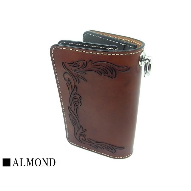 KC,S 日本製 カービング ミドルウォレット ブラック アーモンド サドル