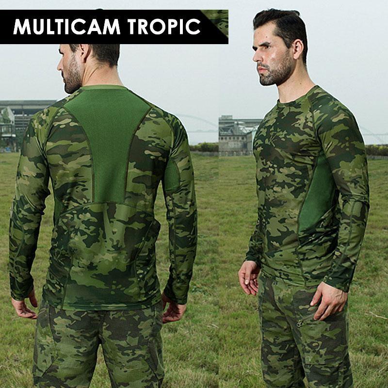 送料無料】SHENKEL 迷彩 タクティカル Tシャツ 長袖 スパンデックス