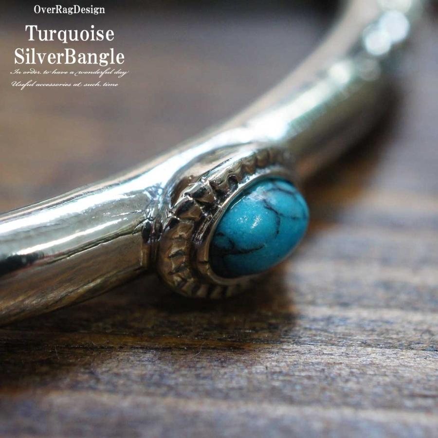 メンズ バングル ブレスレット ターコイズシルバー925バングル