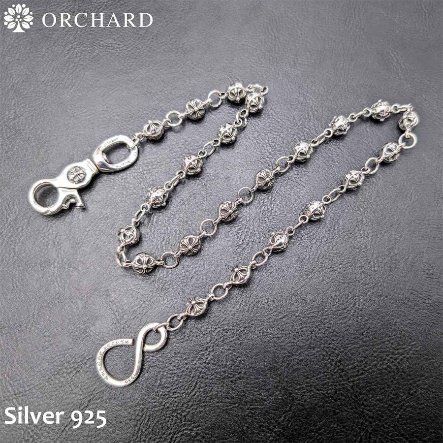 シルバー925 ウォレットチェーン クロス ナスカン S字フック 全長54cm