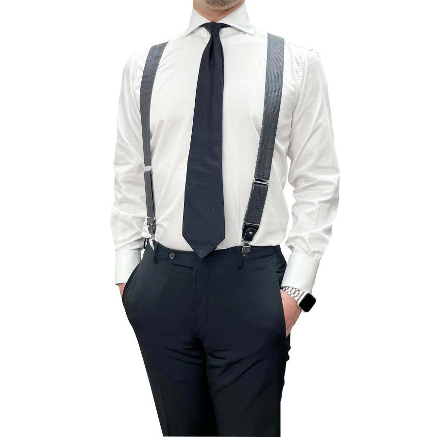 ozie（オジエ） サスペンダー メンズ 紺 結婚式 フォーマル 無地 日本