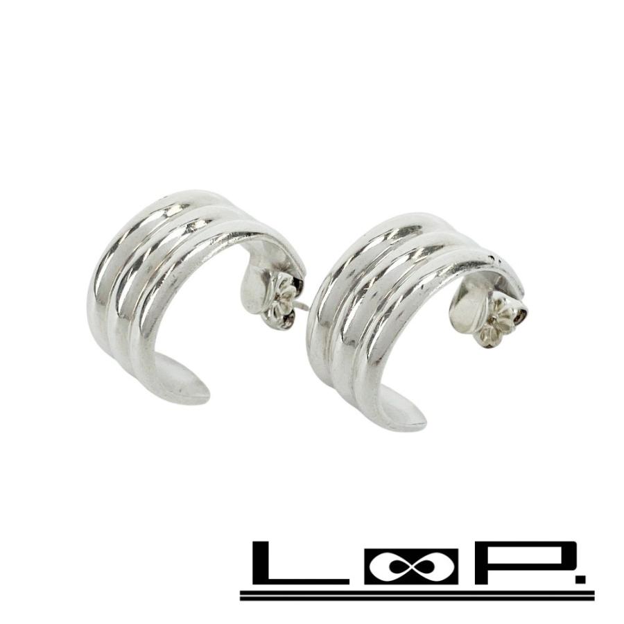 □美品□ ティファニー トリプルフープ ワイド ピアス 3連 チャンキー