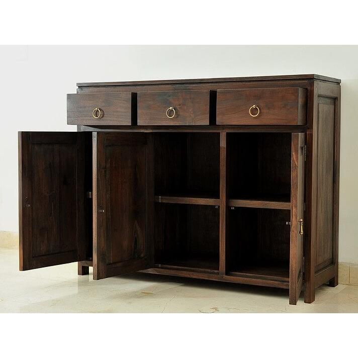 キャビネット アジアン家具 チーク無垢材 おしゃれ 幅120 木製 棚 バリ