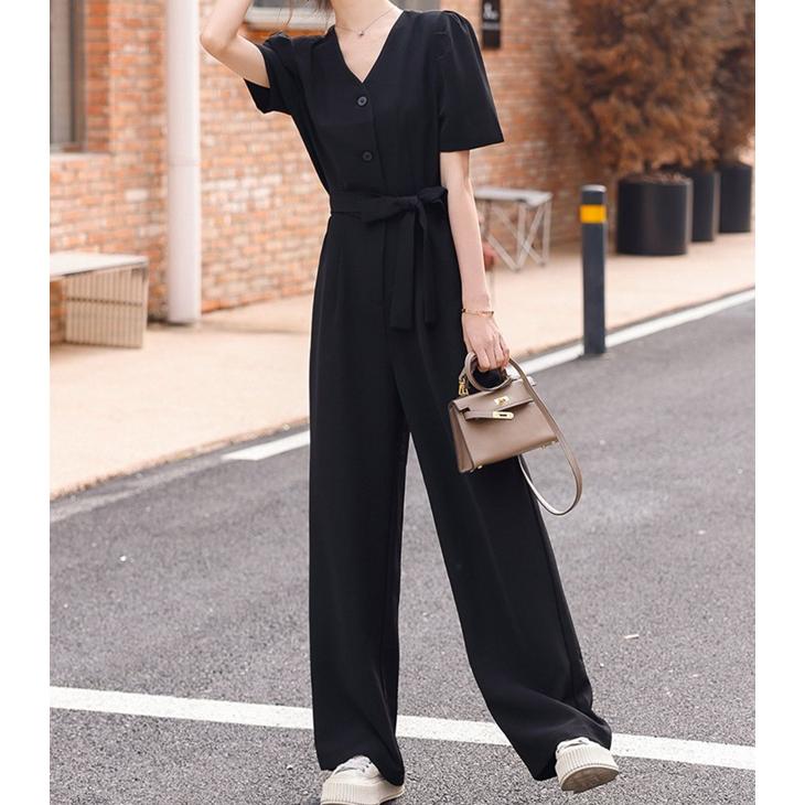 オールインワン レディース 大きいサイズ ジャンプスーツ 袖あり 半袖