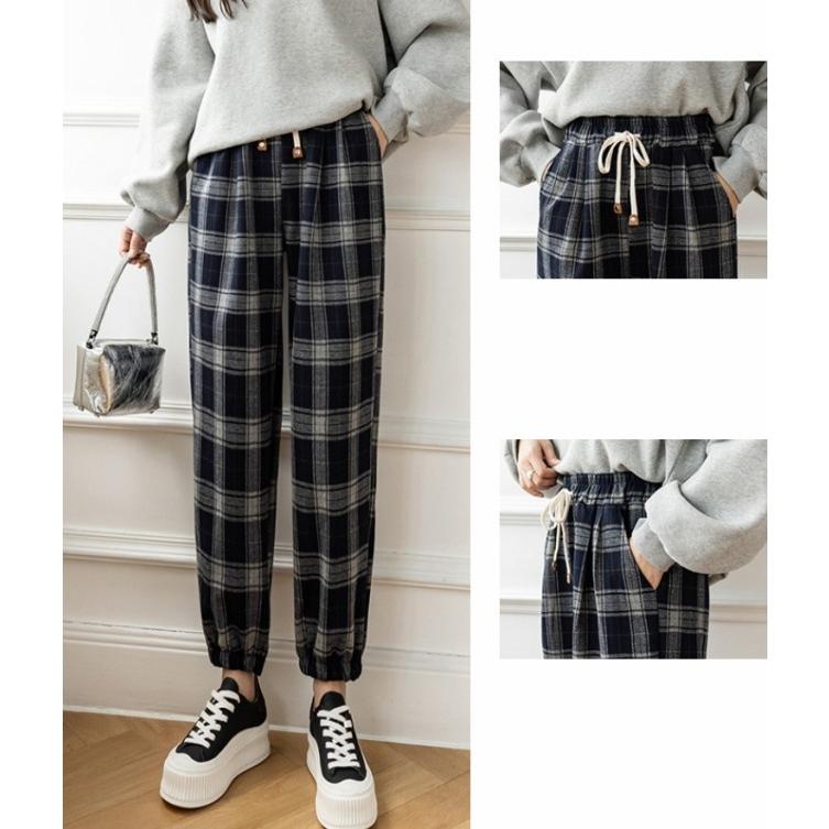 チェックパンツ レディース ボトムス ハイウエスト ウエストゴム