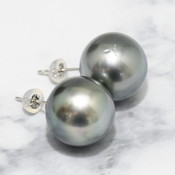特大 14mm 黒蝶真珠 ピアス/イヤリング 存在感放つ圧倒的ボリューム