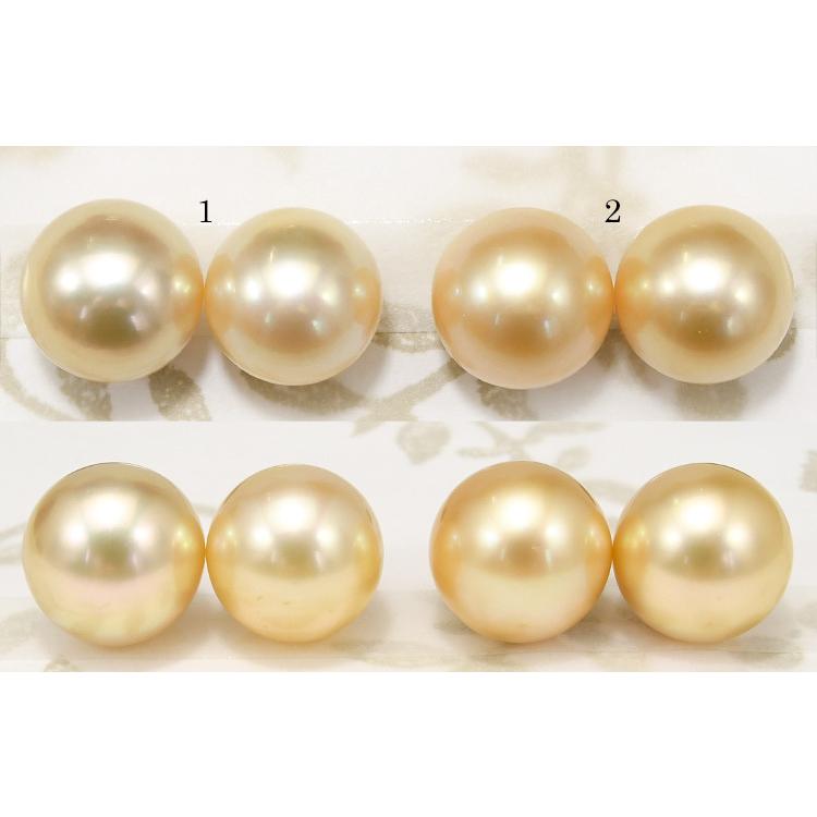 15mm シャンパンゴールド 白蝶真珠 ピアス イヤリング 鑑別書付き