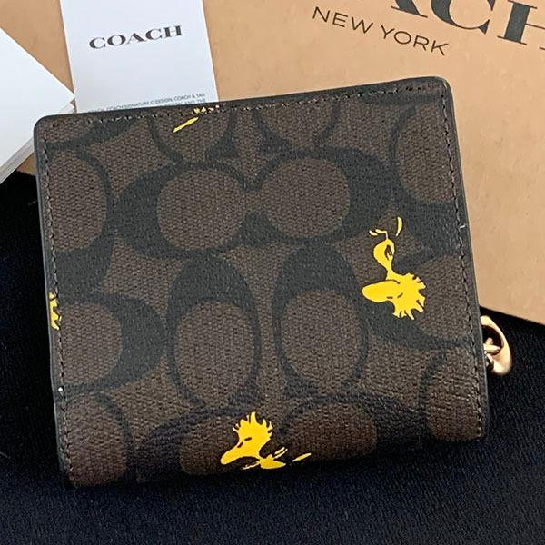 COACH（コーチ） 二つ折り財布 シグネチャー スヌーピー ウッド