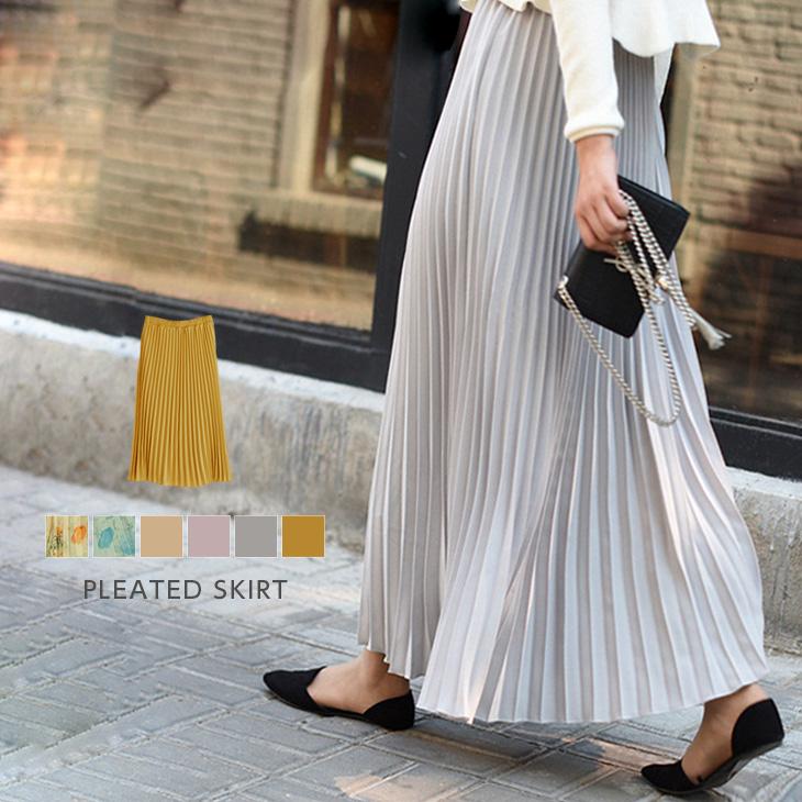 プリーツスカート フレア スカート マキシスカート ロングスカート人気
