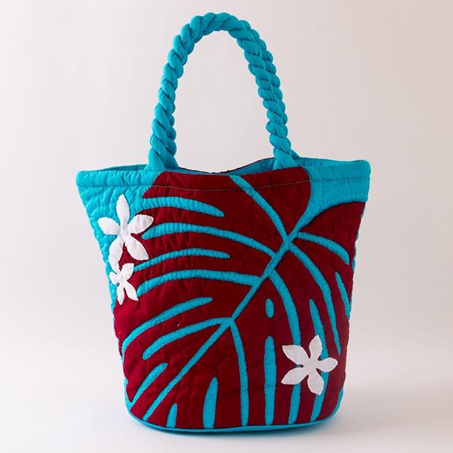 ハワイアンキルト モンステラ ハワイアン キルト バッグ トートバッグ