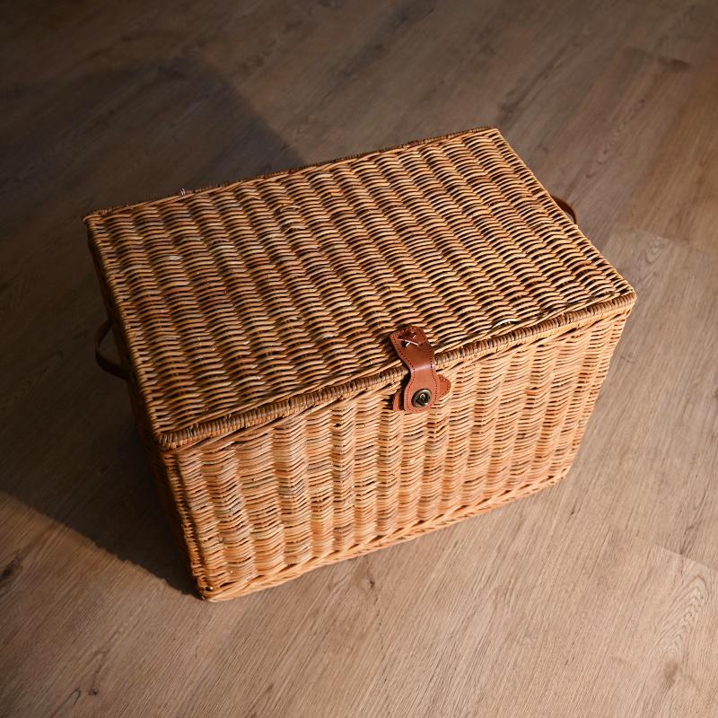 籐 ラタン バスケット ボックス 小物入れ 収納ケース フタ付き かご