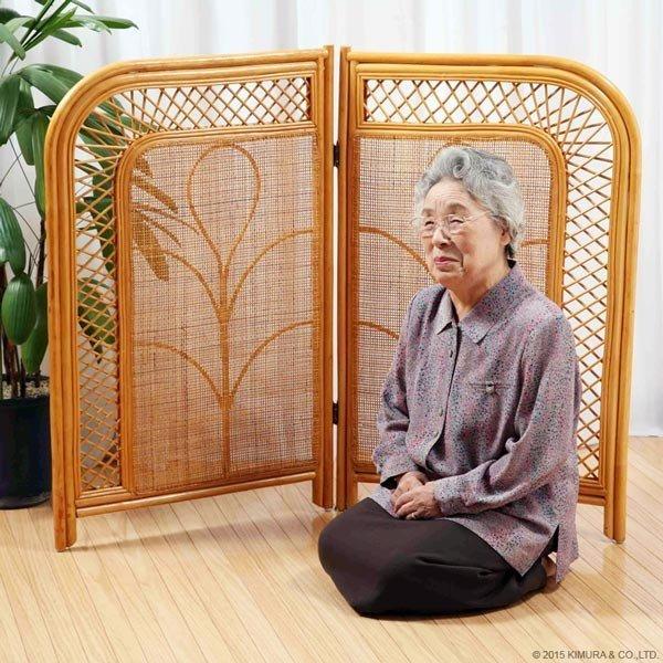 衝立 間仕切り 2連 折りたたみ 100cm高 籐 和室 和風 SE604H 爆買