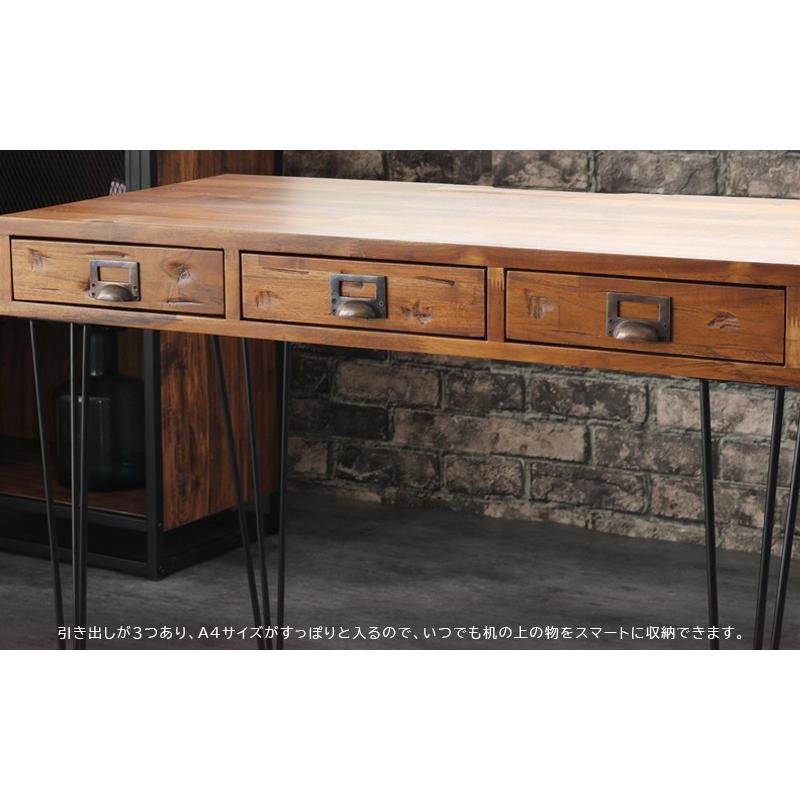 インダストリアル家具 机 ワークデスク 引出 コンソール テーブル