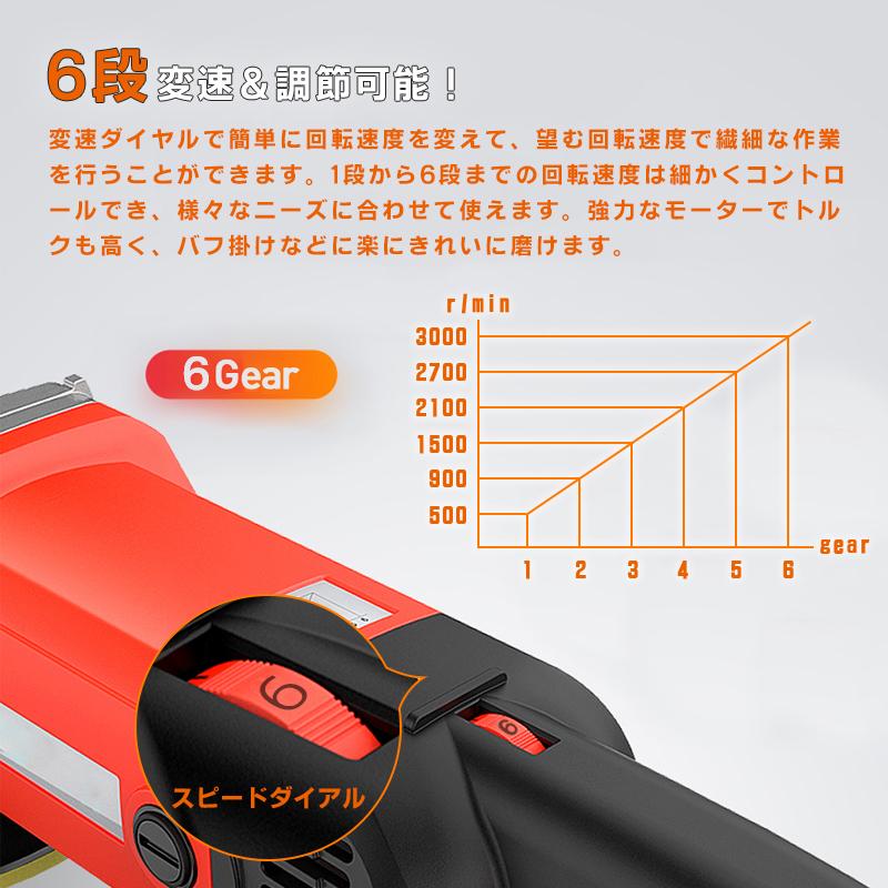 ポリッシャー 電動 ポリッシングスポンジセット 1400W強力モーター 六