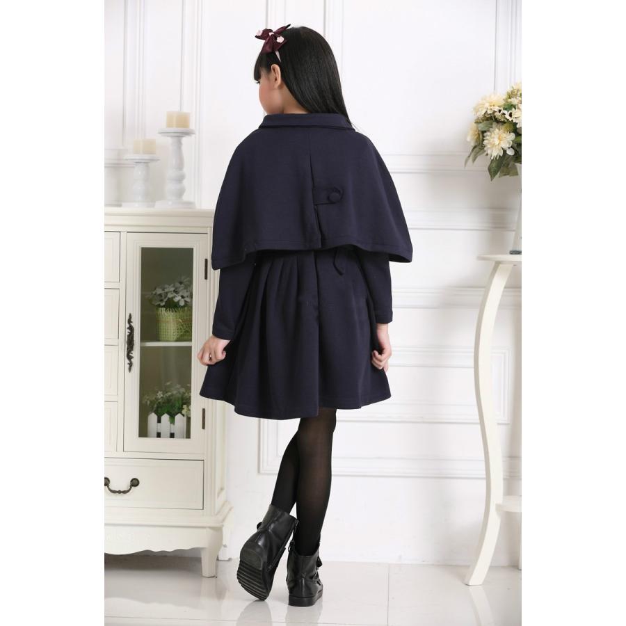 ワンピース おそろいのケープ付き 100 110 120 130 140 長袖 女の子