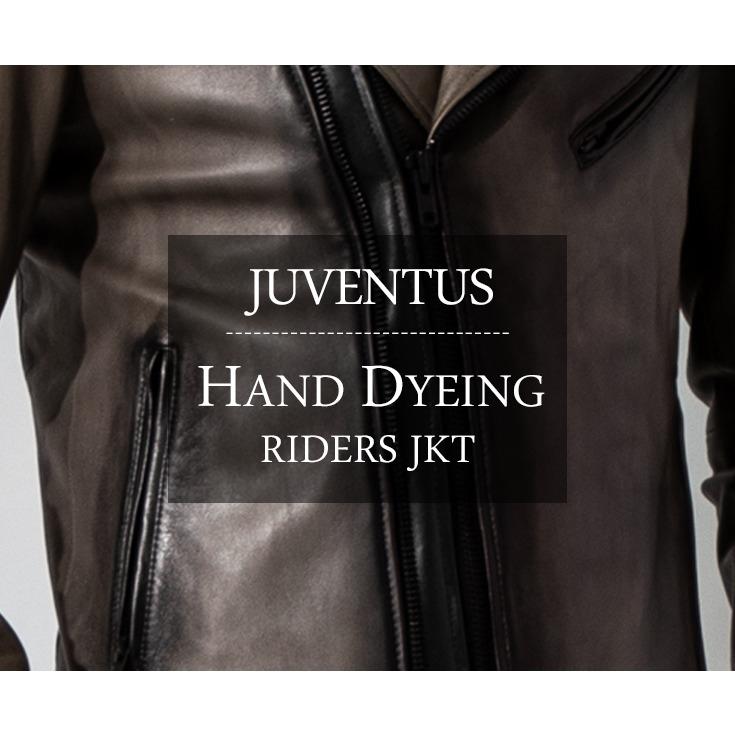 JUVENTUS 本革 手染めダブルライダースジャケット メンズ ユベントス