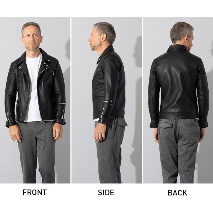 Liugoo Leathers LIUGOO PLUS 本革 ダブルライダースジャケット メンズ