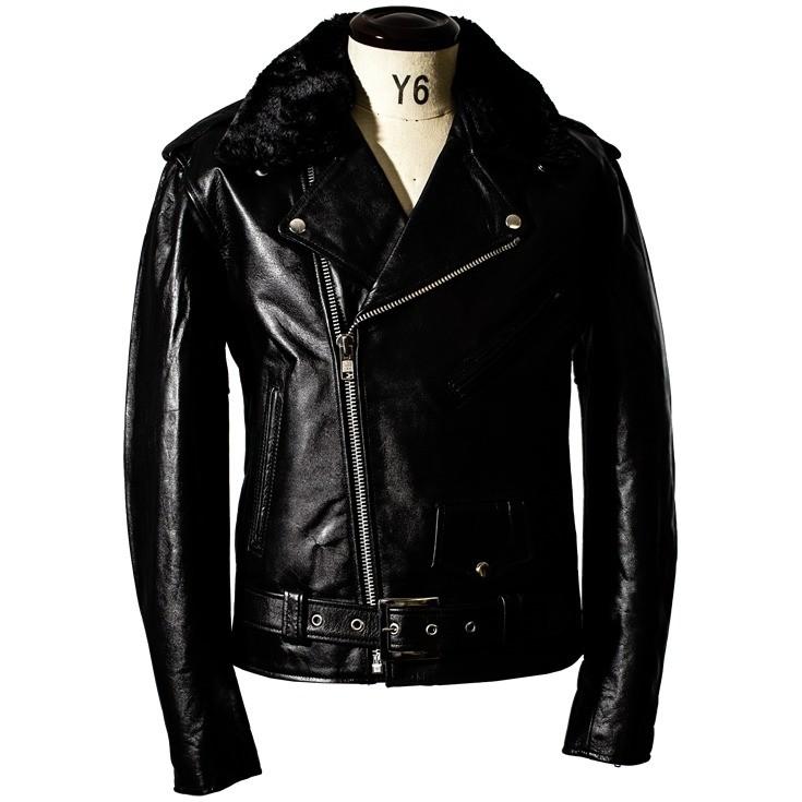 Horn Works 本革 襟ボアダブルライダースジャケット メンズ ホーン