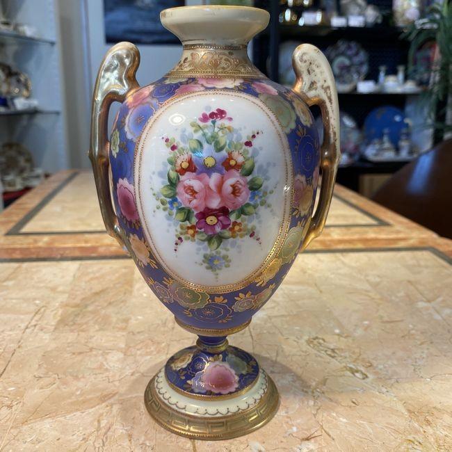 ノリタケ オールドノリタケ 金盛 花図 両耳飾壺 花瓶 : リビングT&S