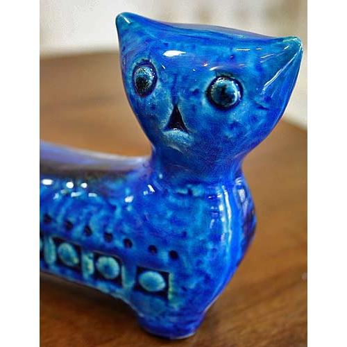 イタリア製 輸入雑貨 ネコ ねこ 猫 置物 オブジェ ブルー Bitossi