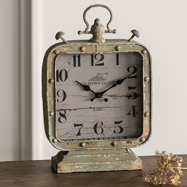 置き時計 アンティーク風 四角 アナログ （ 置時計 時計 インテリア