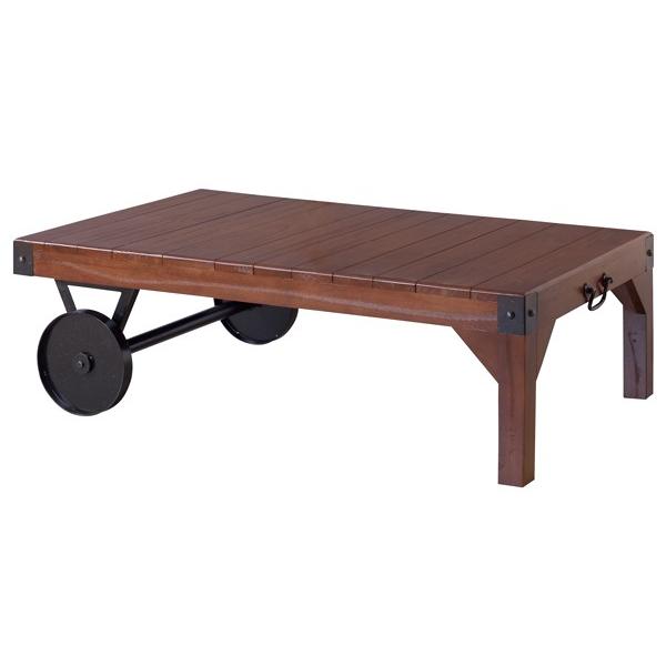 ローテーブル 天然木 ミッドセンチュリー 車輪付 トロリー 幅106cm