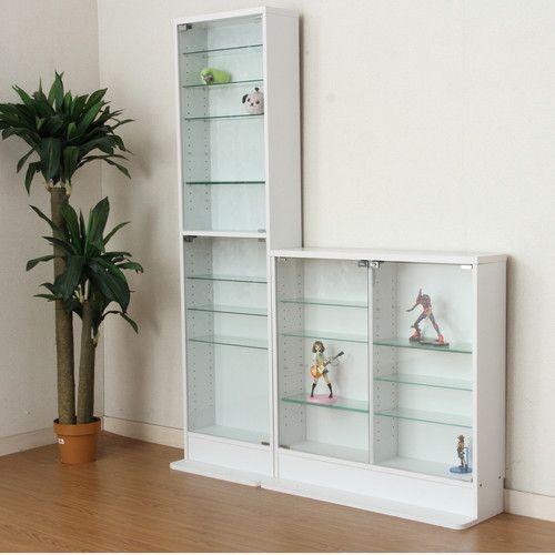 キャビネット ガラス棚コレクションケース ロータイプ 飾り棚 キュリオ