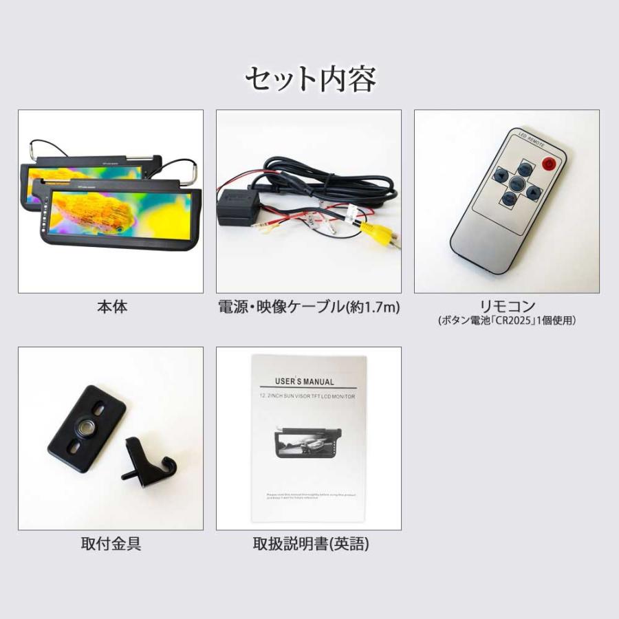 サンバイザーモニター 12.2インチ 日立製液晶パネル 左右セット