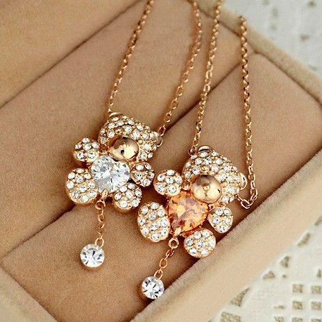 レディース ネックレス スワロフスキー 熊 クマ ベア テディベア teddy