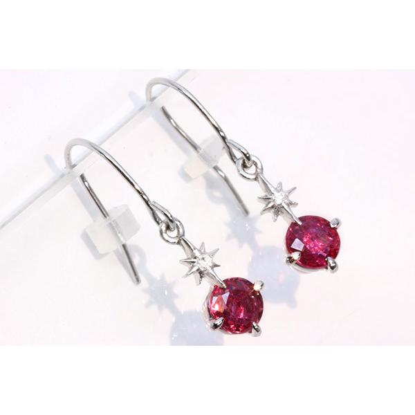 ルビー ピアス 0.40カラット プラチナ900 PT900 フック式 一粒揺れる