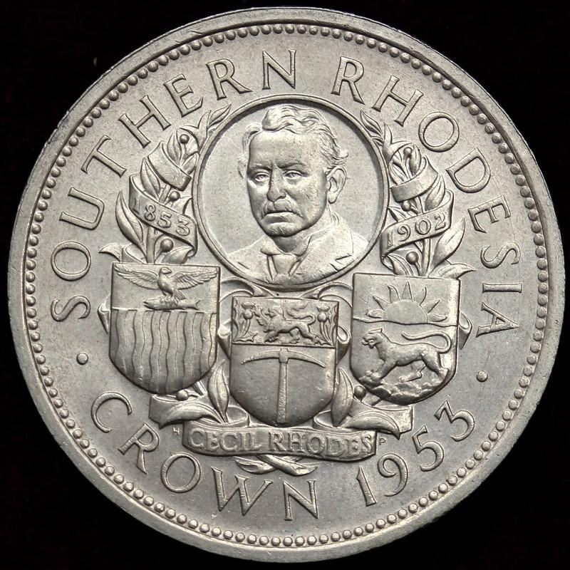 南ローデシア 1953年 1クラウン 銀貨 セシル・ローズ生誕100周年
