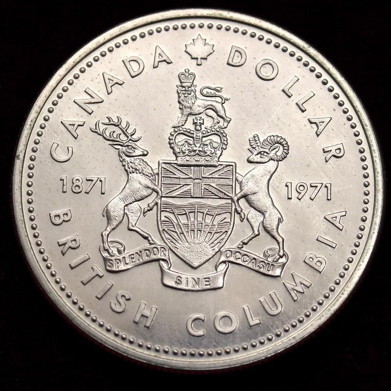 カナダ 1971年 1ドル 大型銀貨 ブリティッシュコロンビア エリザベス