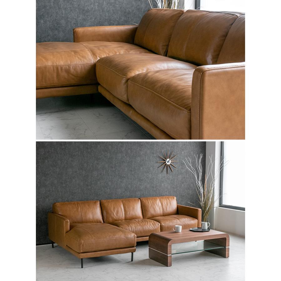 ソファ ソファー レザー 総革 3人掛け カウチソファ L字 モダン