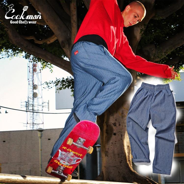 COOKMAN（クックマン） Chef Pants Semiwide Herringbone Denim Blue