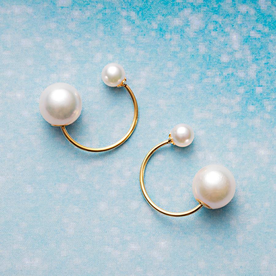 Gemini [ムーンレーベル 公式] パール ピアス フープ あこや真珠