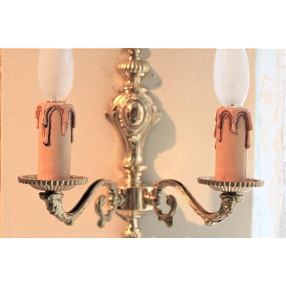 フランスアンティーク調ツインキャンドル型ブラケットライト