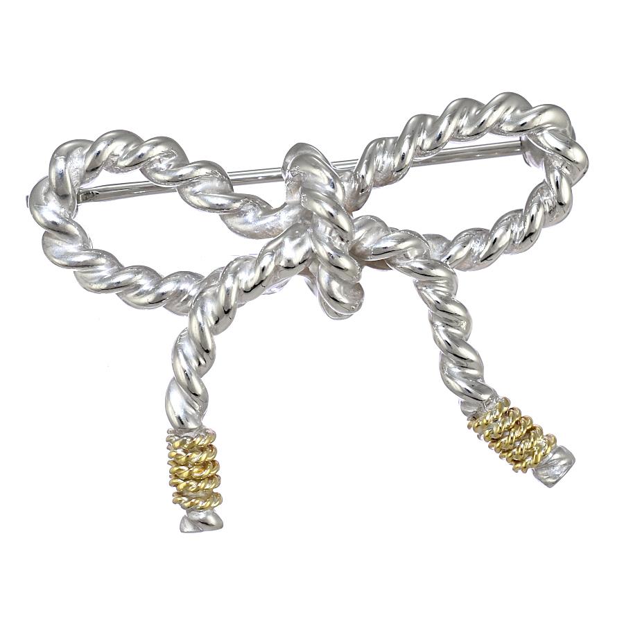 TIFFANY BOW 新品同様 ティファニー ボウ ツイスト リボン ブローチ