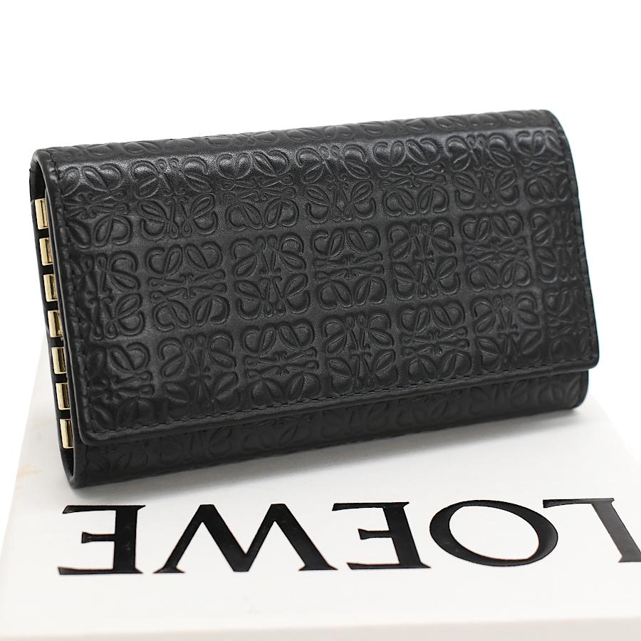 LOEWE（ロエベ） 6連 キーケース リピート アナグラム レザー ブラック