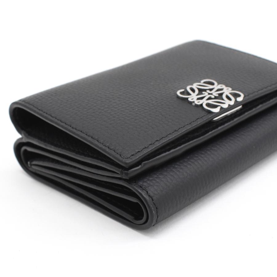 LOEWE（ロエベ） 三つ折り コンパクト財布 アナグラム レザー ブラック