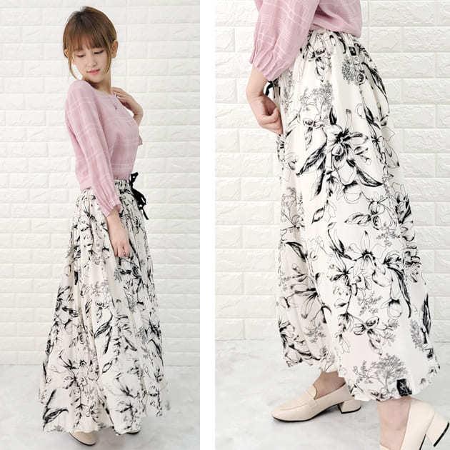 Lace Ladies（レースレディース） ボタニカル柄 ロングスカート