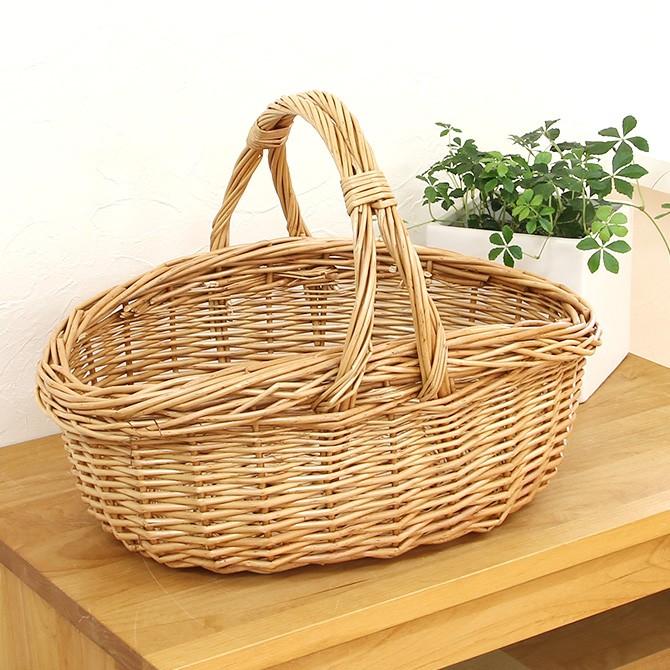 ピクニックバスケット ワンハンドル持ち手付きフルーツバスケット