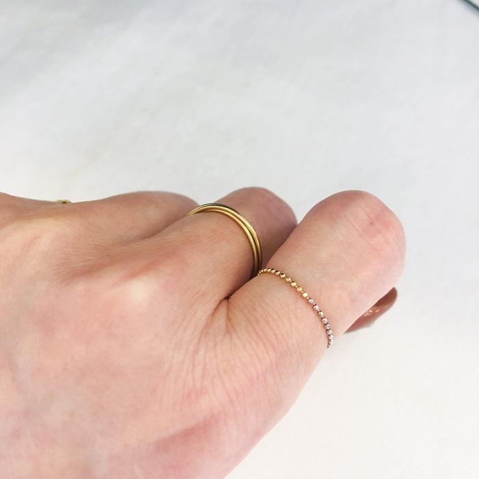 バイカラー チェーンリング カットボール リング 指輪 レディース 1.0