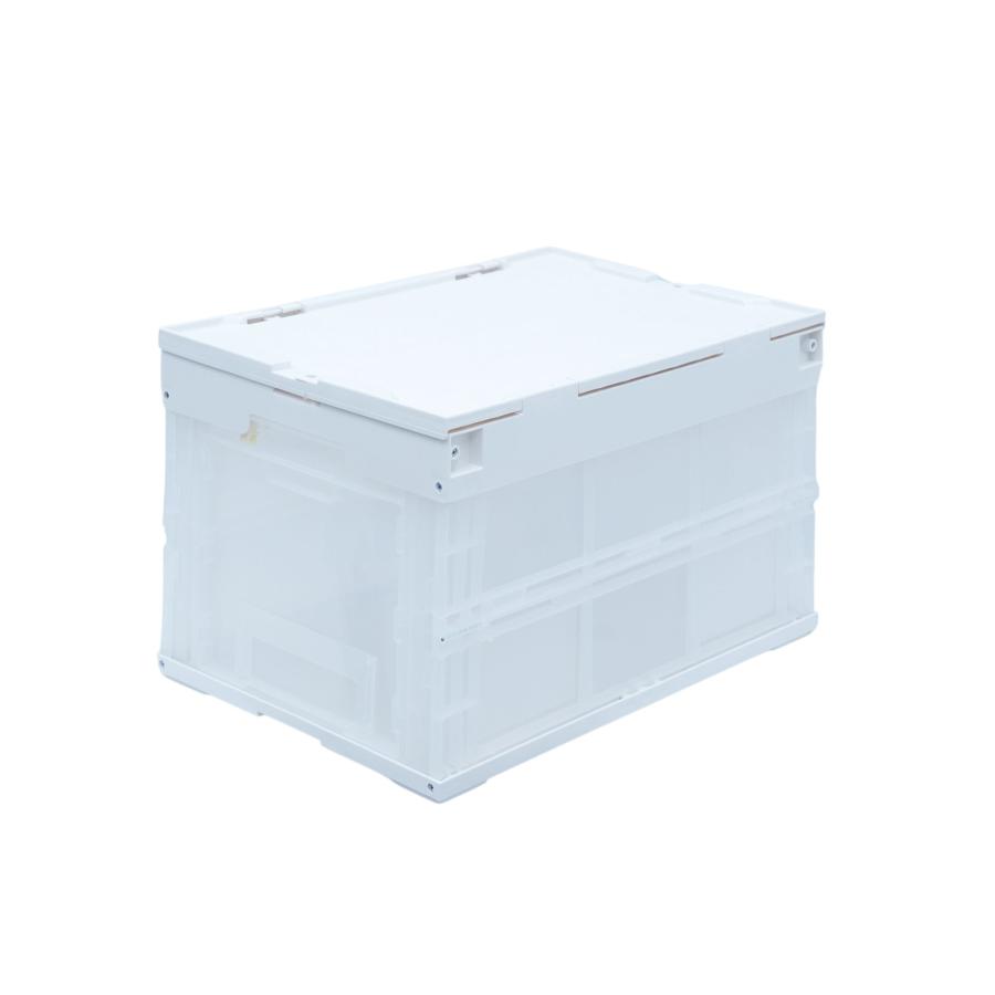 松本産業 折りたたみコンテナ フタ付き 50L 1面扉付き ホワイト