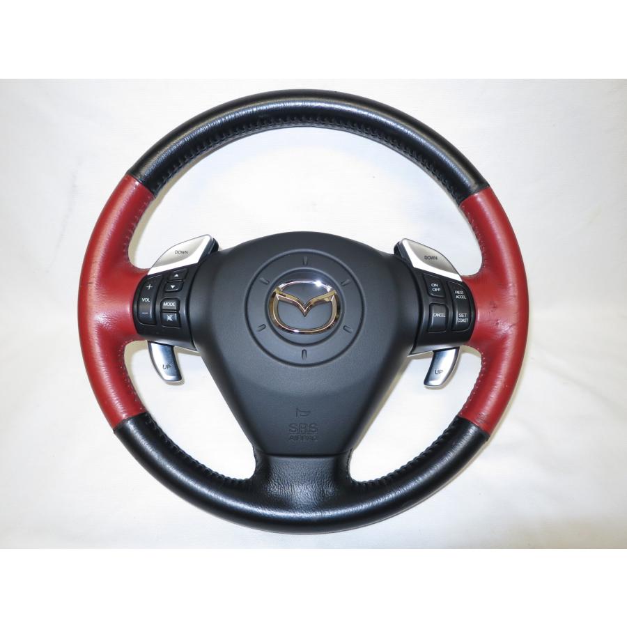 希少! パドル付! RX8 RX-8 SE3P 前期 純正 革 ステアリング ハンドル