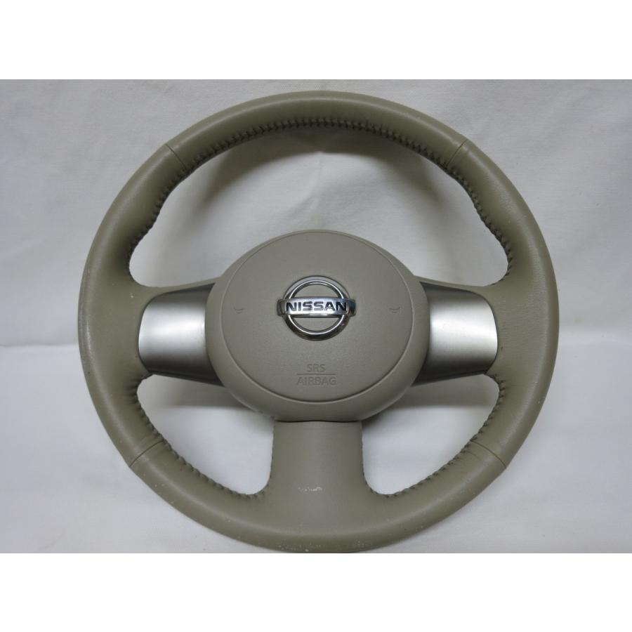 キューブ Z12 純正 革 ステアリング ハンドル エアバック エアーバック