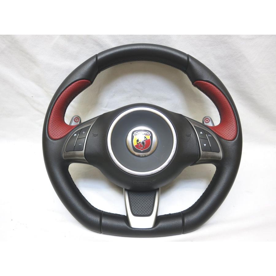 希少! アバルト 500 フィアット 純正 革 ステアリング 運転席 エア