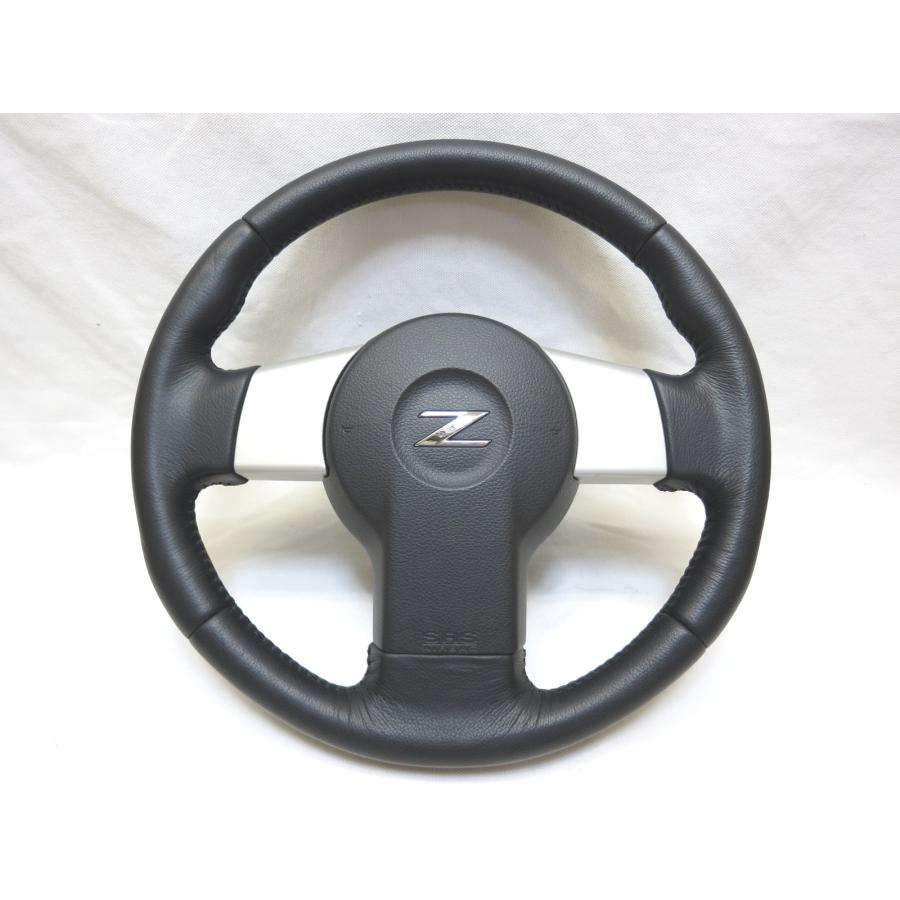 フェアレディZ Z33 前期 純正 革 ステアリング ハンドル エアバック