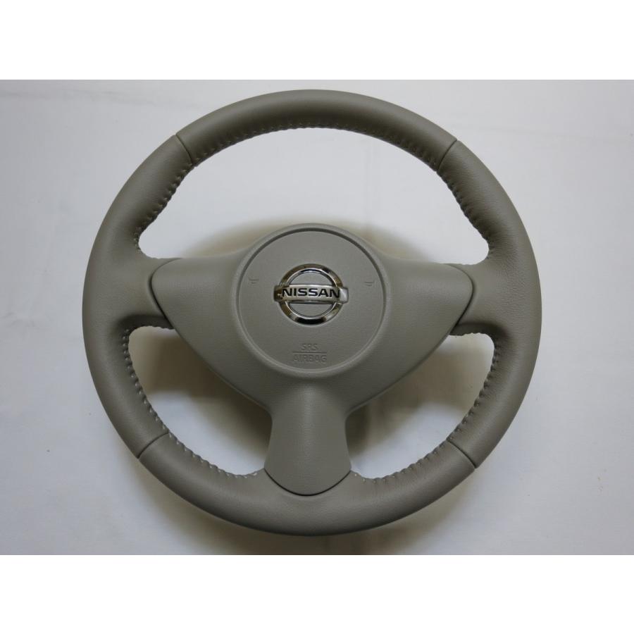 希少!!現行 キューブ Z12 純正 革 ステアリング 運転席 エアバック