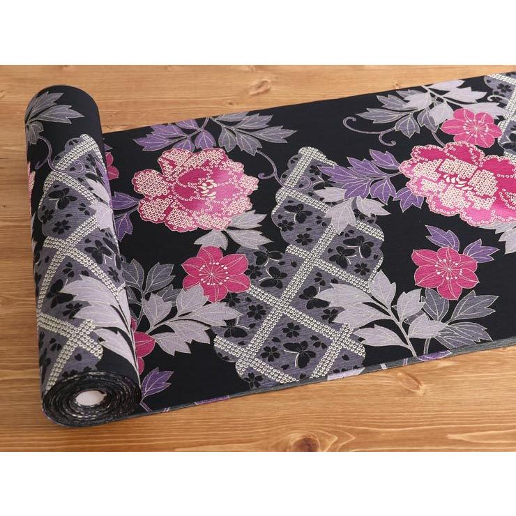 セオα] 浴衣 反物 雲取り牡丹（黒/SYU0141）浴衣 夏着物 ポリエステル