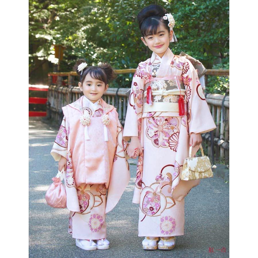 七五三 3歳 女児 被布 着物 セット 正絹 梅橘 ピンク SPF21 女の子